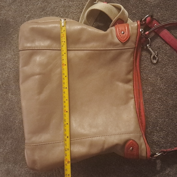 Authentic Coach leather large purse tan leather with pink and red accents! - Picture 9 of 12